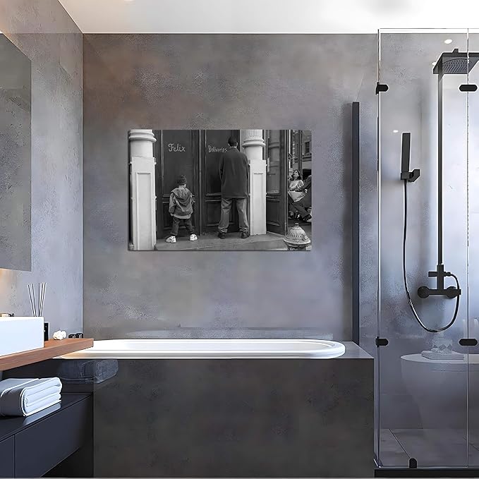 Funny Bathroom Wall Decor Black and White Wall Art - Classic Movie Posters Canvas Print, Vintage Funny Wall Art for Office Lounge Area Restroom Bathroom Decor 12x16 inch