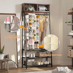 VERONLY Hanging Shoe Organizer for Closet-Collapsible Storage Rack with 25 Sections & 4 Side Pockets, Hanging Shoe Shelves for Hats,and Clothes, Beige