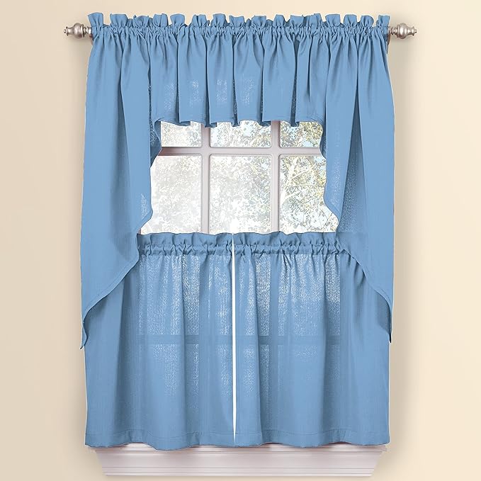 Lorraine Home Fashions 00200-SWAG-00003 Ribcord Swag Pair, 54-Inch x 38-Inch, Blue