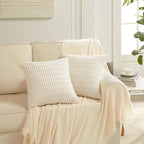 Fancy Homi 4 Packs Decorative Throw Pillow Covers for Living Room Couch Bed, Modern Farmhouse Boho Home Décor Accent Cushion Case, 26" x 26", Neutral