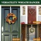 Wreath Hanger for Front Door, Adjustable 15 to 25 Inches Wreath Hangers, 20 lbs Larger Door Upgrade Wreath Hanger, Christmas (White)
