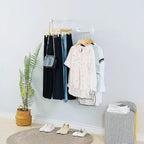 Industrial Wall Pipe Clothing Racks - Heavy Duty Metal Clothes Hanger with Hook, Wall-Mounted Garment Holder Racks,Wall Clothing Bar/Coat Hanging Rail/Hanging Rod for Closet Storage, 2 Pack, White