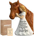 Girl and Horse Figurine – Horse and Girl Figurine, Equestrian Women Gifts, Gift for Horses Girls, Horses Lover Gifts for Girls, Equestrian Themed Gift for Women