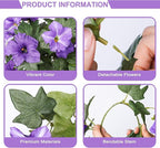 HyeFlora Artificial Flowers for Outdoors 2PCS Spring Faux Morning Glory Look Real Silk Flowers for Outside Planter UV Resistant Fake Flowers for Home Garden Balcony Yard Porch Deco Purple