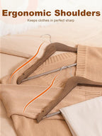 HOUSE DAY Walnut Wooden Hangers 30 Pack, Heavy Duty Wooden Coat Hanger for Closet, Solid Wood Hanger with Non Slip Pant Bar, Smooth Finish Wood Clothes Hangers for Shirts, Suits Jackets, Dress