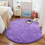OLANLY Purple Round Rugs for Bedroom - Machine Washable, 9 ft Circle Area Rugs for Living Room, Soft and Fluffy Shaggy Carpet for Teen Girls and Boys, Nursery Rooms, Dorms, Home Decor Aesthetic