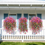 4 Bundles Fake Flowers for Spring Decor, Hanging Artificial Flowers for Outdoors, UV Resistant Spring Floral Stems for Porch, Window and Garden Decoration (4)