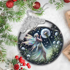 Stained Glass Dandelion Fairy Christmas Ornament - Holiday Home Decor - Tree Decoration - Gift Exchange Present Ideas