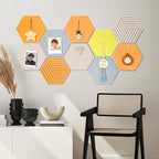 12'' Hexagon Cork Board Tiles Alternative, 10 Pack Frameless Felt Bulletin Board Tiles, Removable Corkboard for Wall, Decorative Pin Board for Office Wall Decor, Vision Board with 30 Pushpins