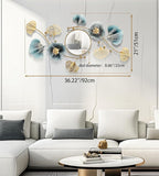 Large Wall Mirror,Modern Wall Mirrors Decorative,3DMetal Ginkgo Biloba Design - Perfect for Living Room, Bedroom, Bathroom, or Entryway Wall Decor