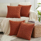 Fancy Homi 4 Packs Decorative Throw Pillow Covers for Living Room Couch Bed, Modern Farmhouse Boho Home Décor Accent Cushion Case, 20" x 20", Burnt Orange