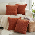 Fancy Homi 4 Packs Decorative Throw Pillow Covers for Living Room Couch Bed, Modern Farmhouse Boho Home Décor Accent Cushion Case, 24" x 24", Burnt Orange