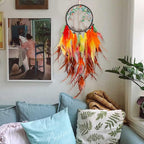Pretty Jolly Cat's Eyes Tree of Life Dream Catcher Wall Decor with Healing Crystal Stone Handmade Colored Feather Dream Catchers Decoration Wall Hanging Bedroom Room Wedding Party Wish Gift-25.6"