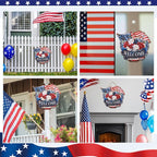 4th of July Decorations for Door: Fourth July Memorial Day Sign Patriotic Wreath Outdoor 12" Red White and Blue Decor Metal 250 Anniversary USA Large Wall Hanging Independence Vintage for Outside Indoor