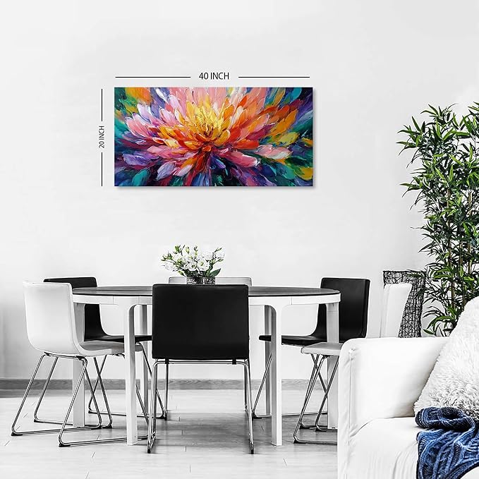 Abstract Lotus Wall Art Zen Wall Decor Large Colorful Lotus Flower Pictures for Bedroom Yoga Spa Abstract Bloom Floral Canvas Prints Meditation Spiritual Artwork Living Room Office Decorations 20x40"