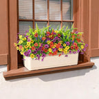 Homsunny Artificial Fake Flowers Plants Outdoors Spring Decor, Faux Flowers Silk Daisy Eucalyptus Plants UV Resisitant for Outside Planter Pot Front Porch Garden Patio Decoration(12 Bundles)