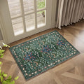 Floral Non-Slip Washable Entryway Rug, 2x3 Boho Forest Design Green, Soft Indoor Door Mat for Kitchen, Bedroom & Bathroom, Ultra-Thin Easy Clean Small Throw Carpet
