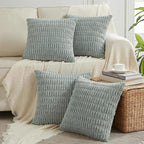 Fancy Homi 4 Packs Decorative Throw Pillow Covers for Living Room Couch Bed, Modern Farmhouse Boho Home Décor Accent Cushion Case, 14" x 14", Grey Blue