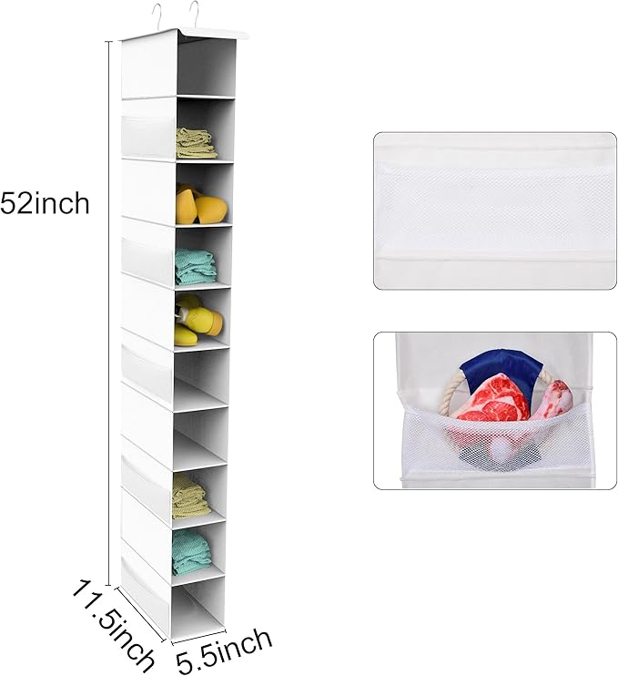 coastal rose Hanging Shoe Organizer for Closet, 10-Tier Shoe Organizers and Storage, Space Saving Shoe Holder Rack Hanger