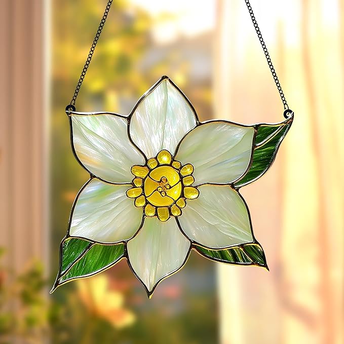 Narcissus December Birth Month Flower Acrylic Suncatcher, Flower Suncatchers for Window Hangings, Stained Glass Effect Garden Decor, Gift for Mother's Day, Mom, Grandma, Wife, Women