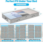 3 Inch Low Profile Under Bed Storage Drawer 2 Pack, Lightweight Underbed Clothes Storage Container Bins with NO STURCTURE, Shallow Storage Bag for Dorm & Home, With Clear Lids & Water-Resistant Fabric