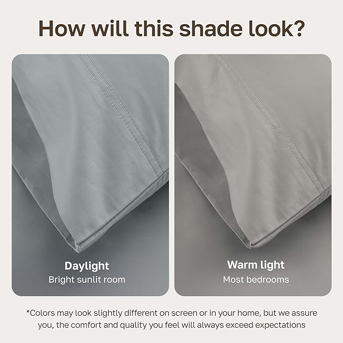 California Design Den Luxury Twin XL Sheet Set - 100% Cotton, 600 Thread Count Deep Pocket XL Twin Sheets, Soft Hotel-Quality Bedding with Weave - Light Grey