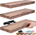 Sorbus Floating Shelves for Wall – 16 Inch Floating Shelf for Kitchen, Bedroom, Living Room, Bathroom, Home & Wall Decor - Mounted Bathroom Shelves with Invisible Brackets (Mahogany, 3 Pack)