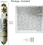 Hand Painted Mezuzah, 9.5 Inches Exquisite Enamel Mezuzah with Star of David and Jerusalem Motifs