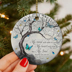 Hyturtle Butterfly Memorial Ornament - Remembrance Ceramic Keepsake with Tree and Quote - Sympathy Gift for Loss of Loved One - Bereavement Christmas Ornament - 3 Inch Memorial 4