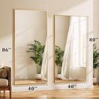 BEAUTYPEAK 80"x40" Rectangle Full Body Floor Mirrors, Full Length Mirror Hanging or Leaning, Aluminum Alloy Frame Wall Mirror for Bedroom, Dressing Room, Gold
