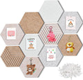 15'' Hexagon Cork Board Tiles Alternative 10 Pack, Adhesive Large Corkboard for Office Decorative, Hexagonal Felt Bulletin Board Tiles for Wall Vision Board, Sound Absorption Pin Board
