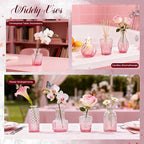 Der Rose Pink Glass Bud Vases Set of 20, Small Bud Vases for Flowers, Rustic Wedding Centerpieces and Home Decor
