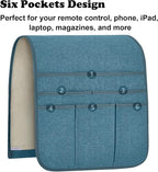 Teniux Remote Control Holder Armchair Caddy for Recliner Couch, Non-Slip Armrest Organizer with 5 Pockets for Magazine, Tablet, Phone, iPad (Teal)