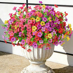 Fake Flowers for Outdoors Faux Plants Outside Indoor,UV Resistant Realistic Silk Artificial Daisy for Home Patio Garden Back Yard Front Poch Decor Spring Summer(12 Bunches,4 Multi Colors)
