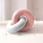 EOSAHR Boho Pine Wood Knot Decor - Wooden Chain Link Decor for Coffee Table, Book Shelf & Side Table - Decorative Knot with Simple Modern for Home Decor Accents (Pink & White)