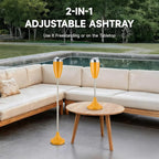CO-Z Adjustable Ashtray, Smokeless Odorless Indoor Outdoor Floor Standing Ash Tray with Lid for Home Patio Cigarettes Ash Butt Disposal, Windproof Balcony Ashtray in 20", 27.5", 35" Heights, Yellow