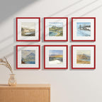 Vittanly 12x12 Picture Frames Set of 9, Shatter Resistant Plexiglass, Display 8x8 Pictures with Mat or 12x12 without Mat, Photo Frames for Wall Mount, Engineered Wood, Red
