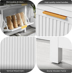 4 Flip Drawers Shoe Cabinet Storage for Entryway, Narrow Hidden Wood Shoes Organizer Cabinet Front Door Entrance Thin Free Standing Front Door Shoe Rack Storage for Entryway(White)
