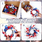 4 PCS Mini 4th of July Patriotic Kitchen Cabinet Wreaths Small Red White and Blue Floral Swag Wreath for Front Door with Forsythia Flowers Independence Day Hanging Wreaths for Memorial Day Porch Wall