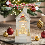 Owl Christmas Snow Globe Lantern with 8 Music Songs & 6H Timer Water Snow Globe Lantern USB & Battery Operated for Christmas Festival Decorations Gifts (Owl)