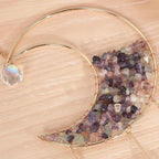 Mini Cobblestone Color Crescent Moon Crystals Sun Catcher Dream Catchers Gemstone Suncatcher with Heart Ornament Handmade Dreamcatcher Wall Decor for Adults Girls Bedroom Wedding Garden Bless Gift