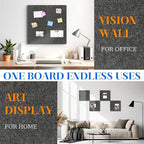 DOLLAR BOSS Felt Cork Board Tiles, 4 Packs 12" x 12" 1/2" Thick Cork Bulletin Board Self Adhesive Acoustic Panels Soundproof Corkboards for Walls with 40 Pushpins for Home Office Kitchen School, Grey