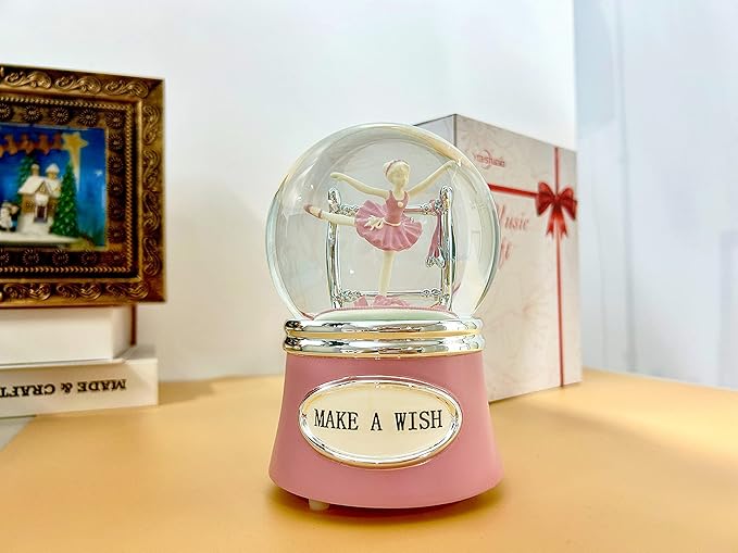 Ballerina Snow Globes Christmas Music Box, Rotating Ballet Dance Musical Snowglobe for Girls, 100MM Water Globe Plays Fur Elise Melody, Gifts for Women Dancers Friends