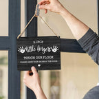 Wall Pediments Shoes Off Sign - Please Take Your Shoes Off, Front Door Welcome Sign (Black)