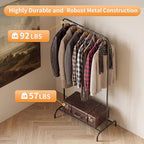 Modern Clothes Rack, 45" Height Garment Rack for Small Spaces, Stable Standing Clothing Organizer with Bottom Shelf, Portable Rack for Dorm, Apartment & Studio, 92LBS Capacity, Black