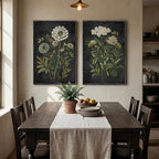 Large Framed Vintage Botanical Wall Art for Living Room, Moody Dark Floral Canvas Painting Prints, Retro Rustic Farmhouse Cottage Core Flower Artwork for Bedroom Dining Room Hallway Walls, 24x36 Inch