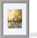 KTKDE 9x12 Wooden Picture Frame,Display Pictures 6x8 with Mat or 9 x 12 Without, Tempered Glass, 9 by 12 Gray Frames Wall Gallery Photo Frames Poster Frame best gift