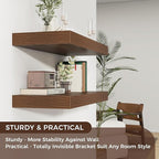 Venusmiles Floating Shelves for Wall, 30" W x 12" D x 2" H, 2 Pack of Long Wall Mounted Engineered Wood Shelves with Invisible Brackets for Living Room, Bedroom, Bathroom, Kitchen Decor, Walnut