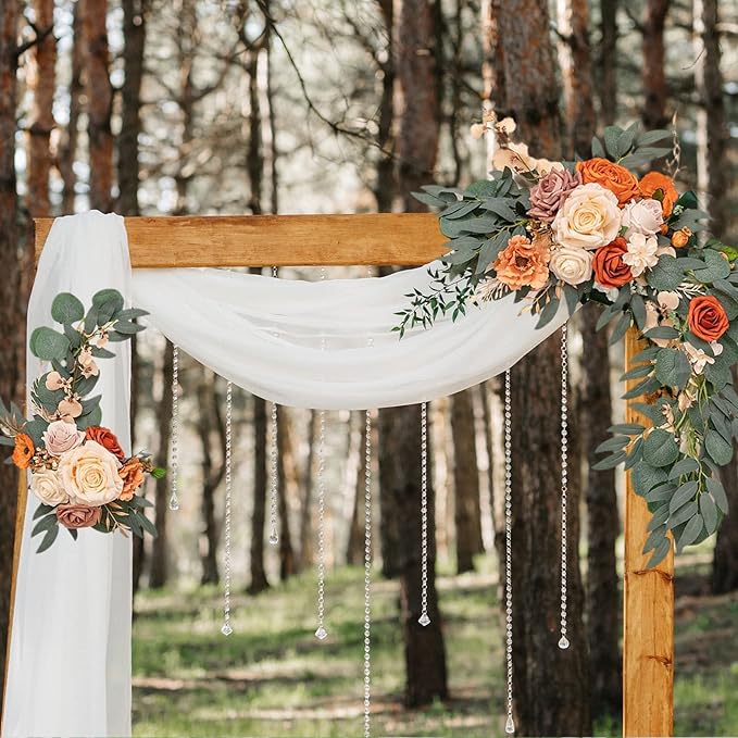 CDQL 2Pcs Wedding Welcome Sign Floral Decoration,Artificial Flower Swag Wedding Arch Decor, Wedding Flower Swag for Wedding Ceremony and Reception Arrangement (Orange)