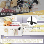 Bedside Caddy Bedside Organizer Hanging Storage Bag for Bunk College Dorm Bed and Hospital Beds with Magazine Water Bottle Phone Holder (White)